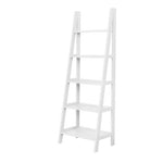 Benzara 72 Inch 5 Tier Wooden Ladder Style Bookshelf, White