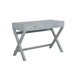 Benzara 30 Inch 2 Drawer Wooden Desk with X Base, Gray