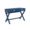 Benzara 30 Inch 2 Drawer Wooden Desk with X Base, Blue