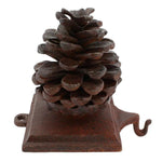 Benzara Pinecone Shape Metal Stocking Holder, Rustic Bronze