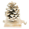 Benzara Pinecone Shape Metal Stocking Holder, Antique White