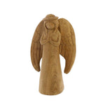 Benzara 8 Inches Elegantly Carved Wooden Angel Figurine, Brown