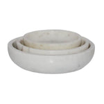Benzara 6 Inch Round Shaped Marble Bowl, Set of 3, White
