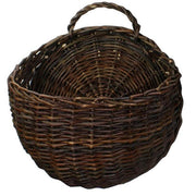 Benzara Willow Interwoven Wall Basket with Curved Handles, Set of 3, Brown