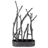 Benzara 14 Inch Metal Sculpture Vase with Faux Branches, Gray