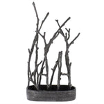 Benzara 14 Inch Metal Sculpture Vase with Faux Branches, Gray