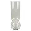 Benzara Cylindrical Glass Vase with Spherical Base, Clear