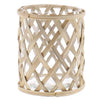 Benzara Cylindrical Glass Vase with Intricate Bamboo Weave Design, Clear and Brown