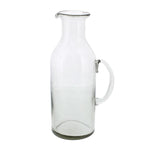 Benzara Flask Design Recycled Glass Carafe with Curved Handle, Clear
