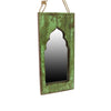 Benzara Salvaged Wooden Taj Window Frame Mirror with Hanging Rope, Green