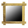 Benzara Square Shape Mirror with Salvaged Plank Wooden Frame, Brown