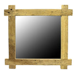 Benzara Square Shape Mirror with Salvaged Plank Wooden Frame, Brown