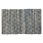 Benzara 25 x 40 Ogee Pattern Reversible Cotton Rug, Beige and Blue
