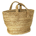 Benzara 18.5 Inch Woven Hemp Basket with Handles, Natural Brown