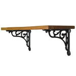 Benzara 18 Inch Scrolled Bracket Floating Wall Shelf, Brown and Black