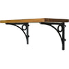 Benzara 18 Inch Floating Wall Shelf with Metal Bracket, Brown and Black
