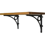 Benzara 18 Inch Floating Wall Shelf with Metal Bracket, Brown and Black