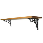 Benzara 36 Inch Scrolled Bracket Floating Wall Shelf, Brown and Black
