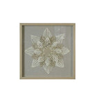Benzara 15 x 28 Floral Design Shadow Box Wall decor, Gray and Brown