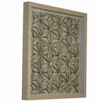 Benzara 24 x 14 Abstract Weaved Wooden Shadow Box Wall decor, Brown