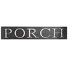 Benzara Rectangular Wooden PORCH Typography Wall Art, White and Black