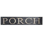 Benzara Rectangular Wooden PORCH Typography Wall Art, White and Black
