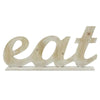 Benzara Wooden Tabletop decor with Carved EAT Word, Beige