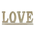 Benzara Wooden Tabletop decor with Carved LOVE Word, Beige