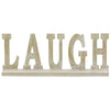 Benzara Wooden Tabletop decor with Carved LAUGH Word, Beige