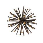 Benzara Round Sea Urchin Design Metal Sculpture, Medium, Dark Brown and Gold