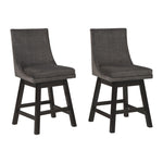 Benzara 39" Fabric Padded Swivel Barstool, Set of 2, Dark Gray