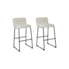 Benzara Channel Stitched Low Fabric Barstool with SLed Base, Set of 2, Gray
