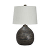Benzara Pot Bellied Base Metal Table Lamp with Dotted Pattern, Black
