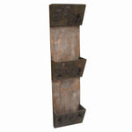 Benzara Industrial Style Wood and Metal Magazine Holder with Cutout Design, Brown