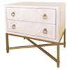 Benzara Dual Tone 2 Drawer Nightstand with Ring Pulls, White and Gold