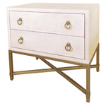 Benzara Dual Tone 2 Drawer Nightstand with Ring Pulls, White and Gold