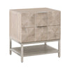 Benzara 2 Drawer Wooden Nightstand with Diamond Pattern, Weathered Gray