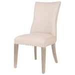 Benzara Parson Style Fabric Padded Dining Chair with Nailhead Trim, Set of 2,Beige