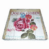 Benzara Distressed Metal Serving Tray with Floral Artwork, Multicolor