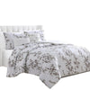 Benzara Ohio 5 Piece Queen Comforter Set with Floral Details, White
