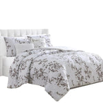 Benzara Ohio 5 Piece Queen Comforter Set with Floral Details, White