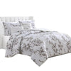 Benzara Ohio 5 Piece King Comforter Set with Floral Details, White