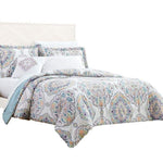 Benzara BM231768 Chania 8 Piece King Bed Set with Floral Print , Multicolor