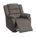 Benzara 41 inch Fabric Power Recliner with Pillow Top Armrests, Brown