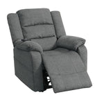 Benzara 41 inch Fabric Power Recliner with Pillow Top Armrests, Gray