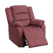 Benzara 41 inch Fabric Power Recliner with Pillow Top Armrests, Red