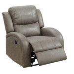 Benzara 40 inch Leatherette Power Recliner with USB Port, Gray