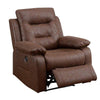 Benzara 41 inch Leatherette Power Recliner with USB Port, Brown