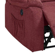 Benzara 39 inch Fabric Power Recliner with USB Port, Red