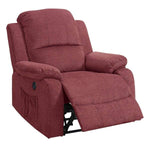Benzara 39 inch Fabric Power Recliner with USB Port, Red